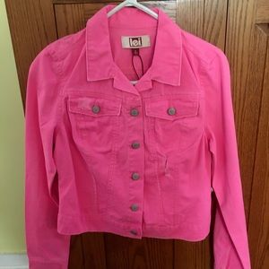 NWT Y2K Neon Pink Denim Jacket size Small